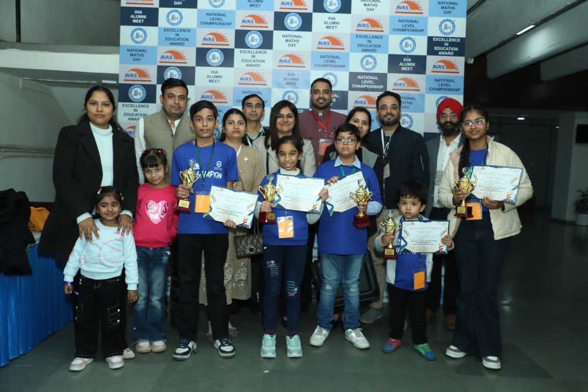 Kids in an Abacus class with teacher