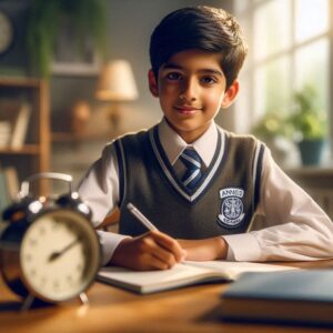 Focused student applying abacus-trained thinking for advanced math learning