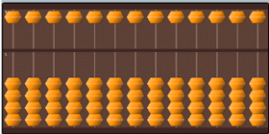 Digital abacus with golden beads used for children’s mental math and brain development training.