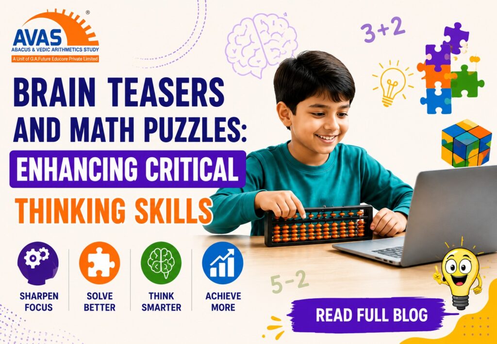 Child solving brain teasers and math puzzles to build critical thinking