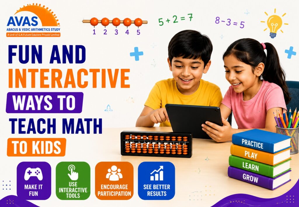 Teacher using fun interactive methods to teach math to young children