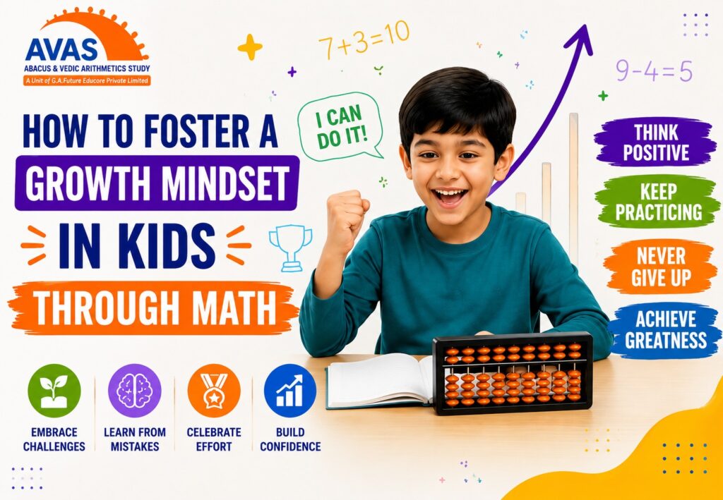 Child learning math with a positive growth mindset and confidence