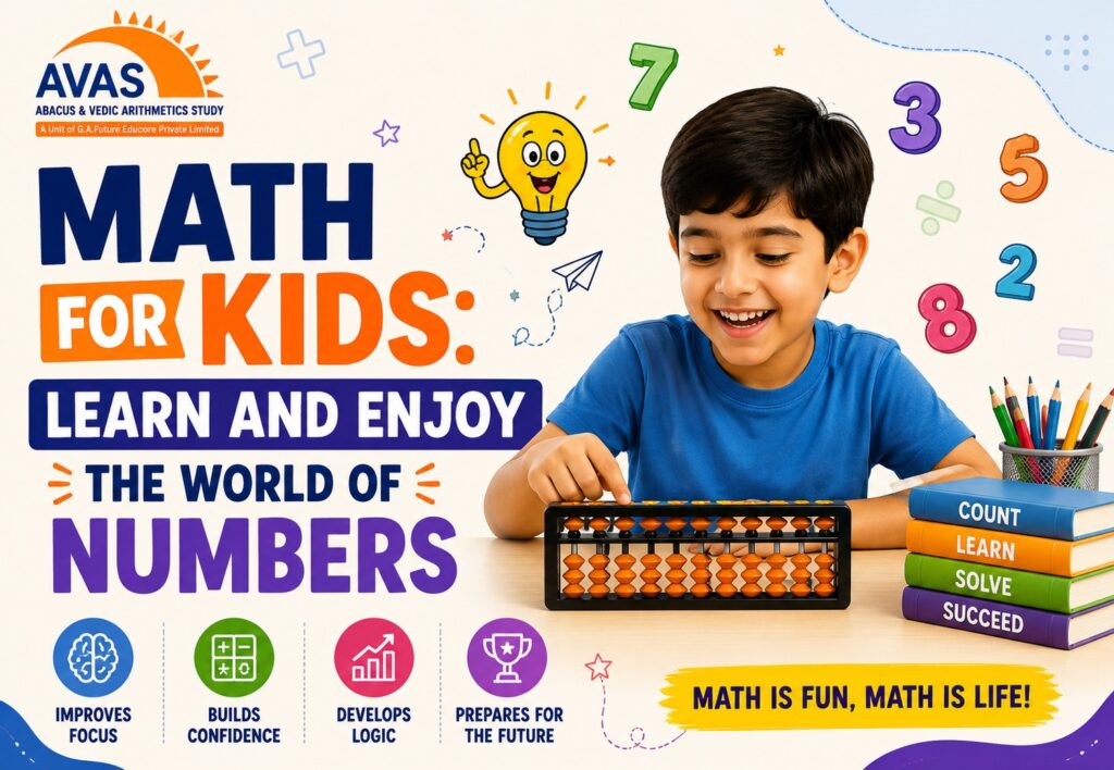 Happy child enjoying learning numbers and math in a fun environment