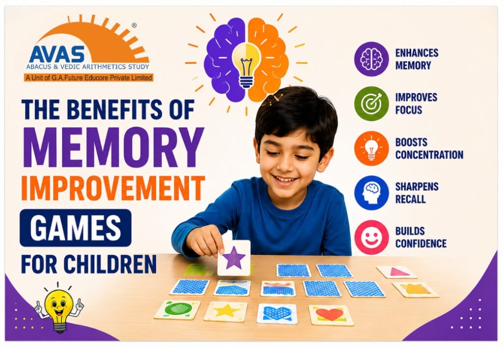 Children playing memory improvement games to boost focus and recall