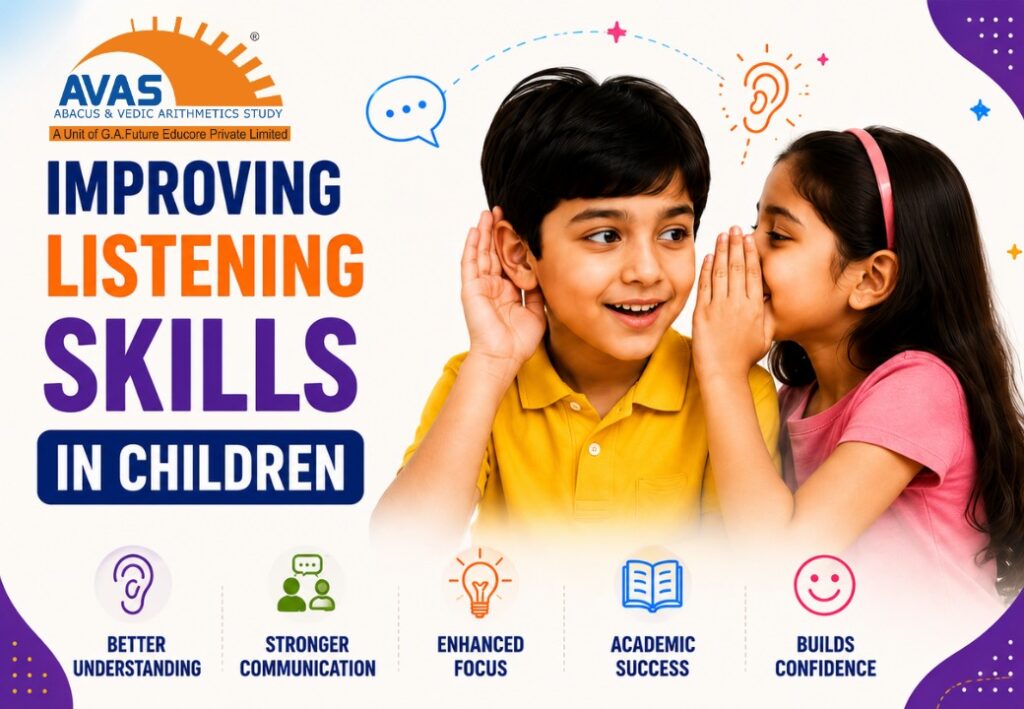 Child actively listening in class to develop strong listening skills