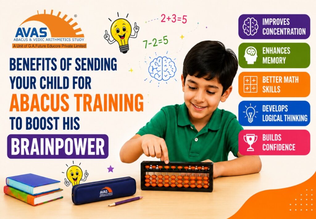 Child doing abacus training to boost brainpower and mental math skills