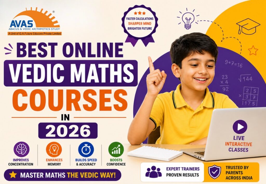 Child attending live online Vedic Maths classes to improve calculation speed, accuracy, concentration and confidence through interactive learning.