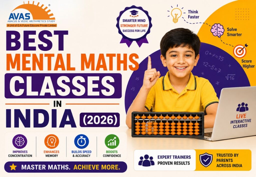 Child learning mental maths using an abacus during a live interactive online class to improve concentration, speed, accuracy and confidence.