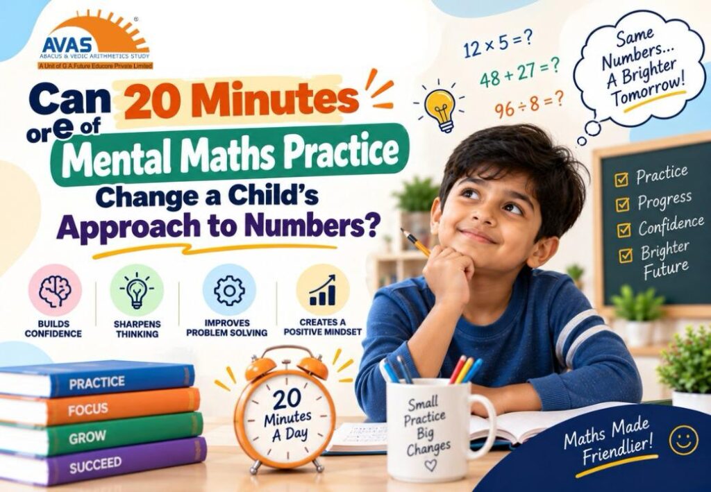 Child practising mental maths with a focus on calculation skills, confidence, logical thinking, and problem-solving.
